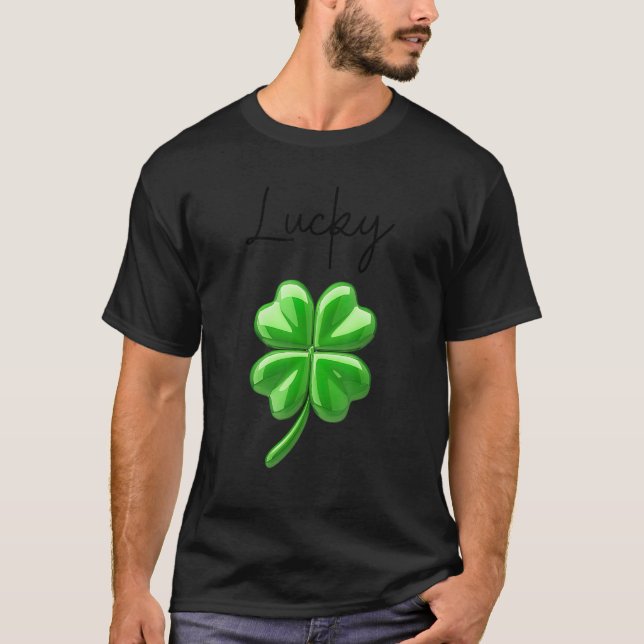 four leaf clover Shamrock lucky charm irish St Pat T-Shirt (Front)