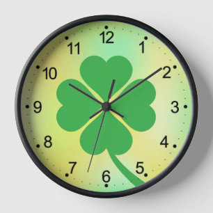 Four Leaf Clover St. Patrick's Day Design-87906 Clock
