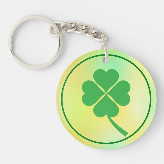 Four Leaf Clover St. Patrick's Day Design-87906 Key Ring (Front)