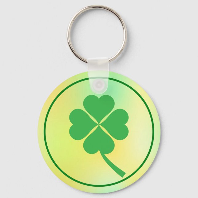 Four Leaf Clover St. Patrick's Day Design-87906 Key Ring (Front)