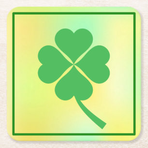 Four Leaf Clover St. Patrick's Day Design-87906 Square Paper Coaster