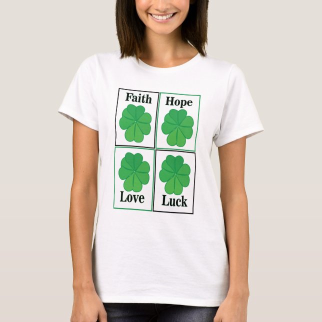 Four Leaf Clover St Patricks Day Four Leaf Clover T-Shirt (Front)