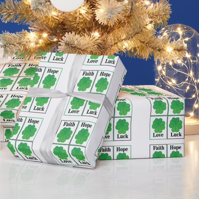 Four Leaf Clover St Patricks Day Four Leaf Clover Wrapping Paper (Holidays)