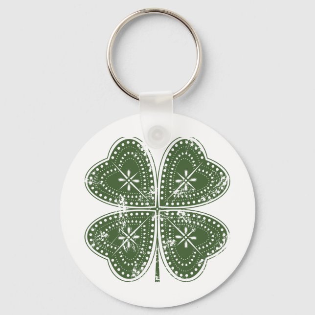 Four Leaf Clover St. Patrick's Day Key Ring (Front)