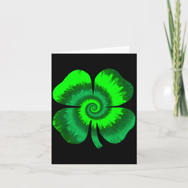Four Leaf Clover Tie Dye St Patrick's Day Lucky Sh Card (Front)