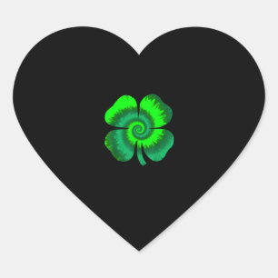 Four Leaf Clover Tie Dye St Patrick's Day Lucky Sh Heart Sticker