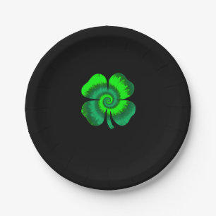 Four Leaf Clover Tie Dye St Patrick's Day Lucky Sh Paper Plate