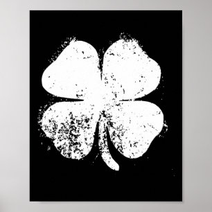 Four Leaf Clover Vintage Saint Patrick Day Gift  Poster