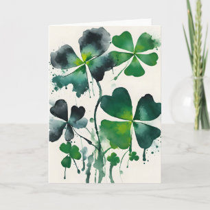 Four-leaf clover - Watercolor flowers Card