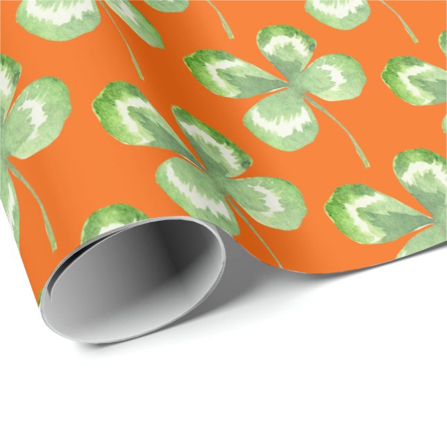 Four Leaf Clover Watercolor Wrapping Paper (Roll Corner)