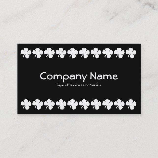 Four Leaf Clover - White on Black Business Card (Front)