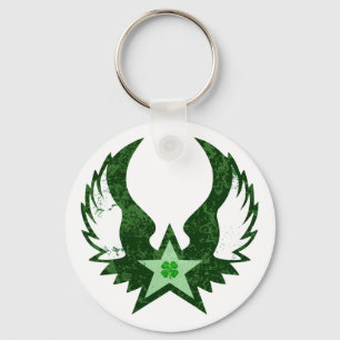 four leaf clover. winged star. key ring