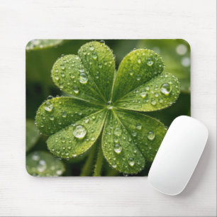 Four-leaf Clover With Raindrops Mouse Mat