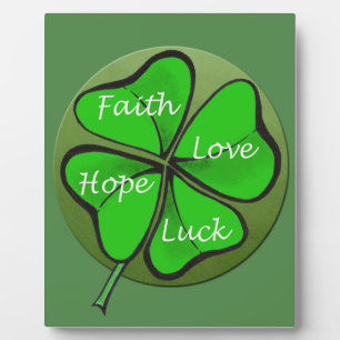 Four-Leaf Clovers-Faith Love Hope Luck - Bible Plaque