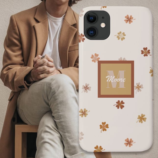 Four Leaf Clovers on light in rustic earthtones Case-Mate iPhone Case (Four Leaf Clovers on light in rustic earthtones Case-Mate iPhone Case by Leapfroglisics Shop)