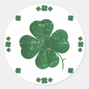 Four Leaf Clovers - vintage style Classic Round Sticker
