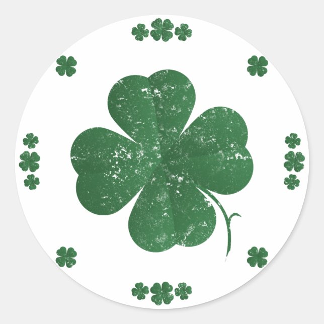 Four Leaf Clovers - vintage style Classic Round Sticker (Front)