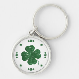 Four Leaf Clovers - vintage style Key Ring
