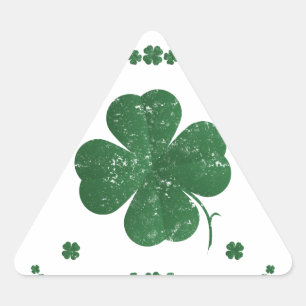 Four Leaf Clovers - vintage style Triangle Sticker