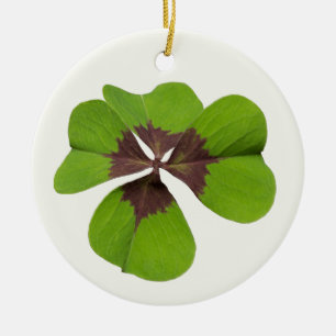 Four Leaf Lucky Clover St Patricks Day Good Luck Ceramic Tree Decoration
