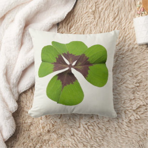Four Leaf Lucky Clover St Patricks Day Good Luck Cushion
