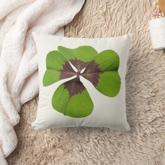Four Leaf Lucky Clover St Patricks Day Good Luck Cushion (Blanket)