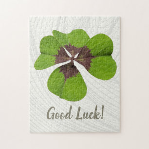 Four Leaf Lucky Clover St Patricks Day Good Luck Jigsaw Puzzle