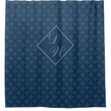 Four Leaf Rosette Airforce Blue Foulard Pattern