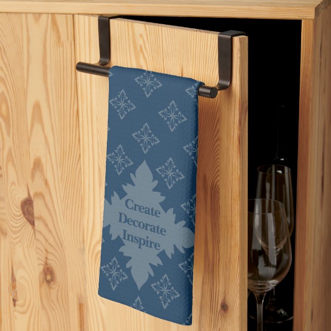 Four Leaf Rosette Airforce Blue Foulard Pattern Th Tea Towel (Thirds Fold)