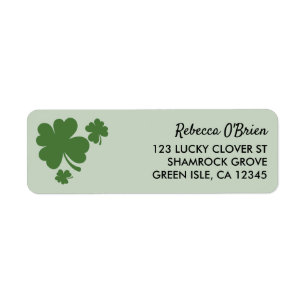 Four Leaf Shamrock Clover Green Return Address