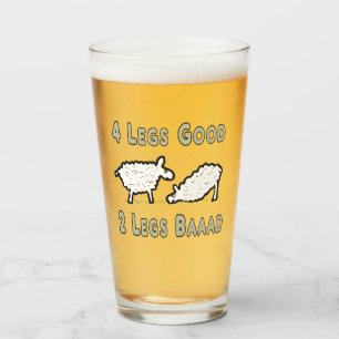 Four Legs Good Funny Sheep Pun Glass