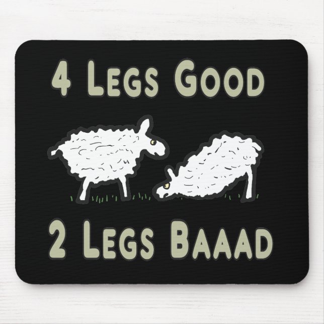 Four Legs Good Funny Sheep Pun Mouse Mat (Front)