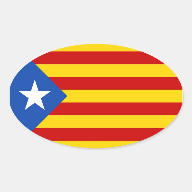 FOUR "L'Estelada Blava" Catalan Independence Flag Oval Sticker (Front)