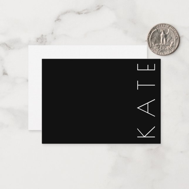 Four Letter Black White  Modern Minimal Chic Card (Front/Back In Situ)