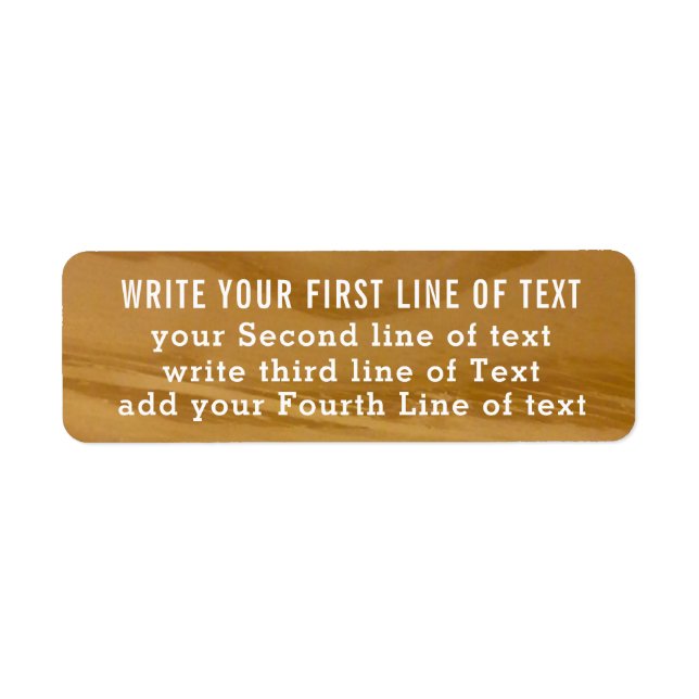 four lines of editable text on faux wood, rustic (Front)