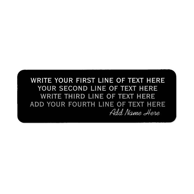 four lines of editable text on simple basic black (Front)