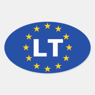 FOUR Lithuania "LT" European Union Flag Oval Sticker