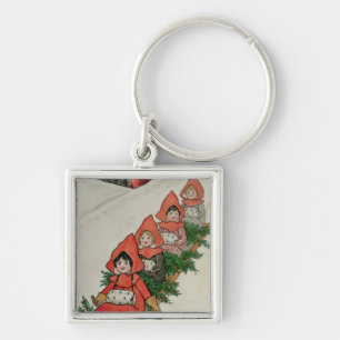 Four Little Girls on a Sledge Key Ring