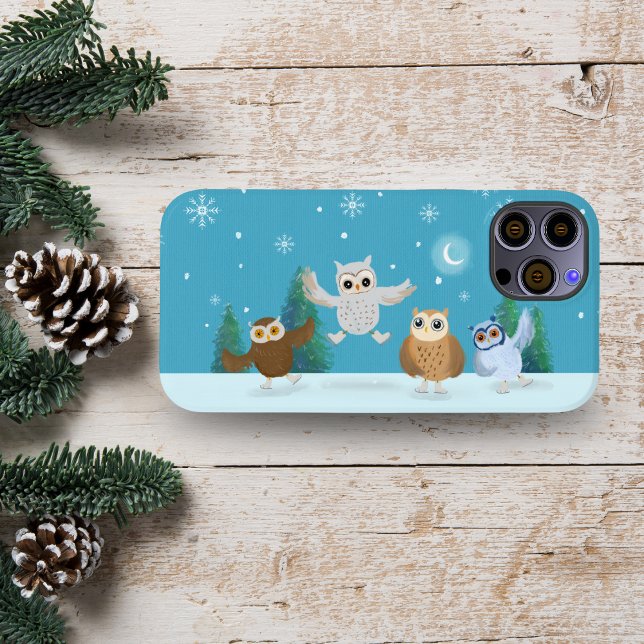 Four Little Owls Going Ice Skating Case-Mate iPhone Case (Creator Uploaded)