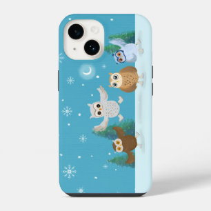 Four Little Owls Going Ice Skating iPhone 14 Case