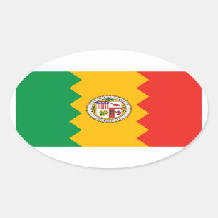 FOUR Los Angeles Flag Oval Sticker
