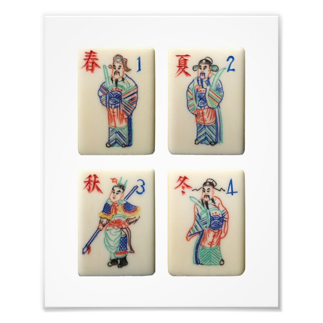 Four Mah-Jong Season tiles photo print (Front)
