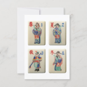 Four Mahjong Season tiles (Warriors) Invitation