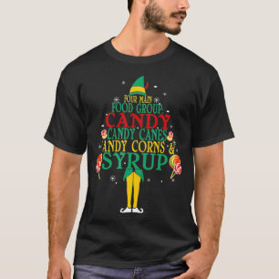 Four Main Food Groups Candy Canes Syrup Christmas  T-Shirt