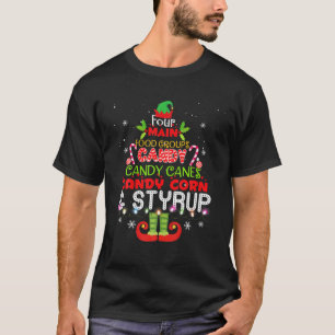 Four Main Food Groups Elf Buddy Christmas Pajama T-Shirt