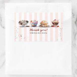 Four Make Your Own Ice Cream Sundaes Birthday Rectangular Sticker
