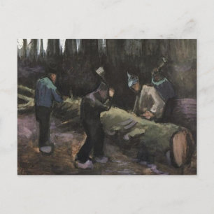 Four Men Cutting Wood, Van Gogh Fine Art Postcard