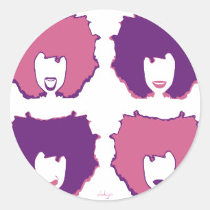 FOUR MOODS in PINK and PURPLE Classic Round Sticker