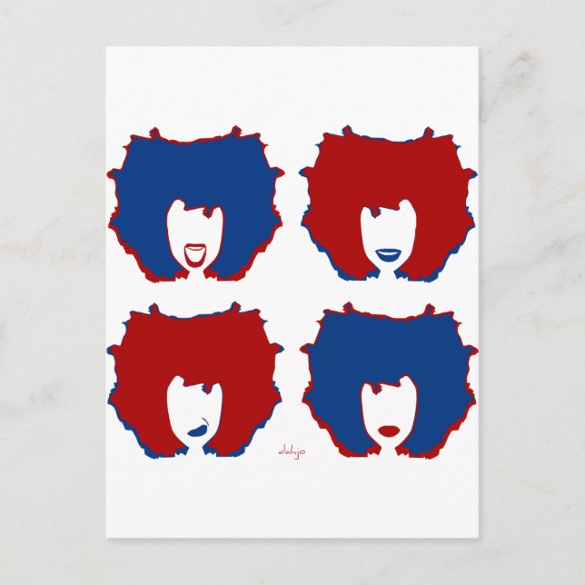 FOUR MOODS in RED and BLUE Postcard (Front)