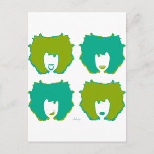 FOUR MOODS in TEAL and GREEN Postcard